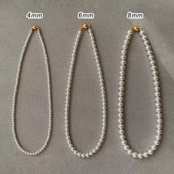 Timeless Classic Single Strand Pearl Necklace with Magnetic Clasp 12mm - Picture 10 of 14